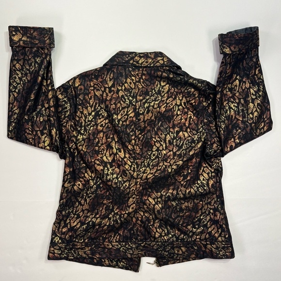 Chico’s Metallic Leopard Jacket - gold/black, size 1 (M/8) - Picture 2 of 11